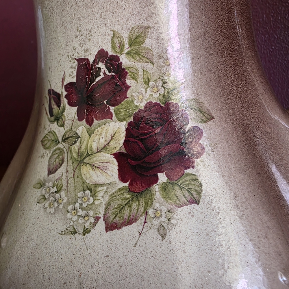 Decorative Cream and Pink Floral Ceramic Pitcher Ironstone Pretty Vintage - Picture 6 of 8